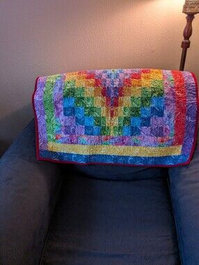 Rainbow Quilt For Decor, Baby Or Lap Blanket 28x30"
